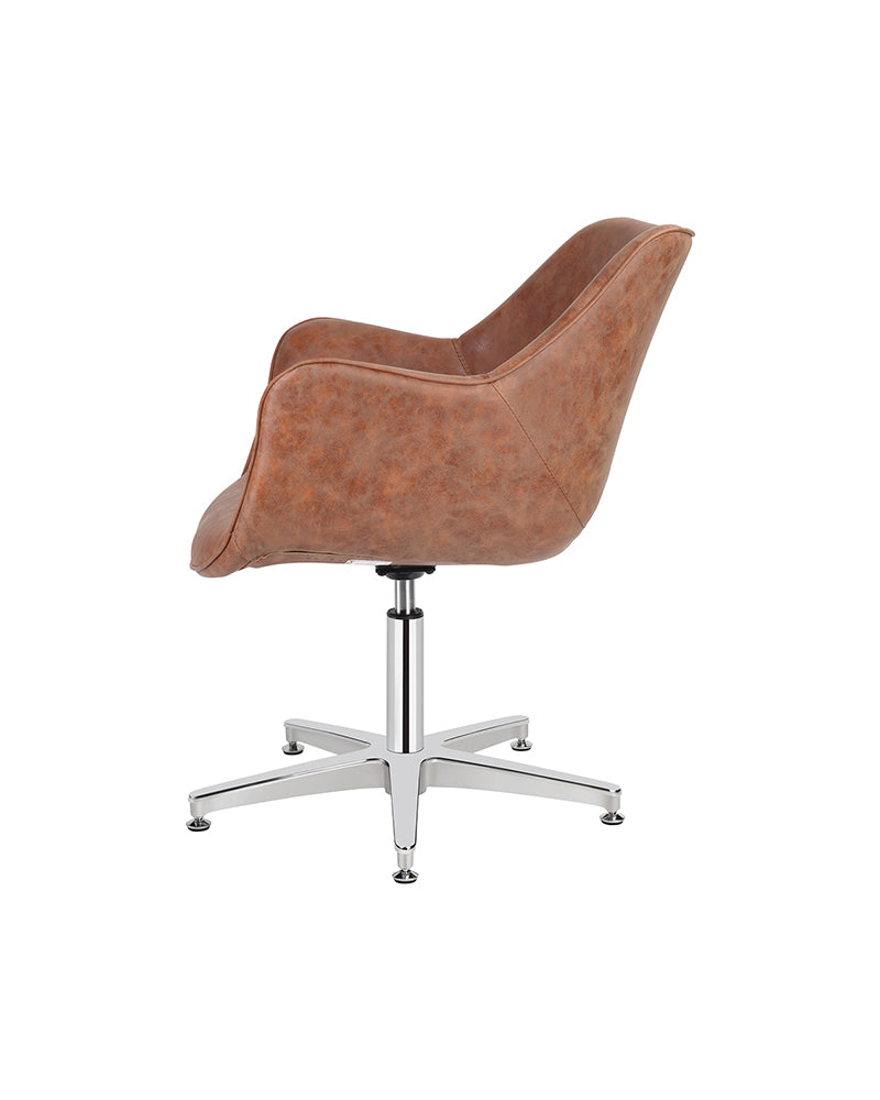 Chloe Tan - Brown Waiting Chair - Chrome Cross Leg